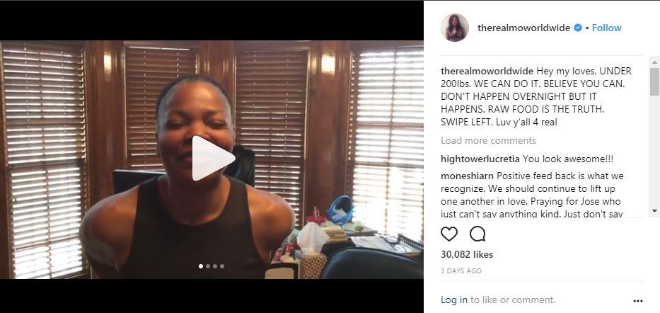 Mo'nique Instagram weight loss video